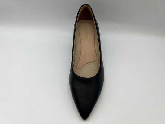 Skóra Nappa Czarne buty damskie Miękka tkanina Buty na niskim obcasie Szpiczaste buty