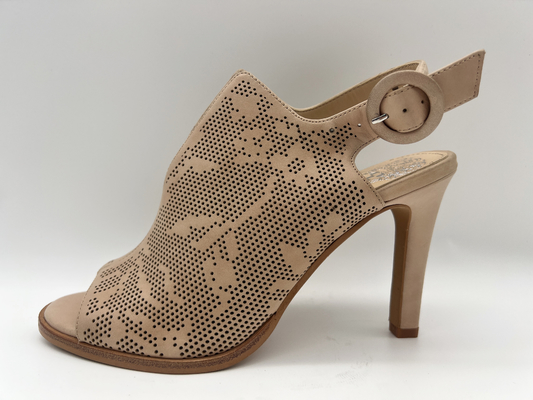 Brązowo-beżowe buty ze skóry zamszowej Open Toe Round Toe Sandały na obcasie