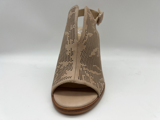 Brązowo-beżowe buty ze skóry zamszowej Open Toe Round Toe Sandały na obcasie