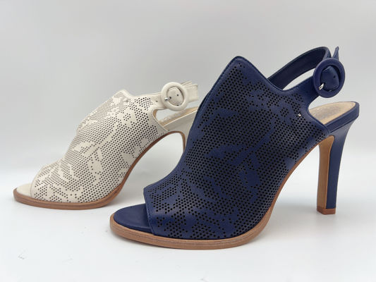 Sandały damskie z prawdziwej skóry Granatowe / z odkrytymi palcami sandały na wysokim obcasie