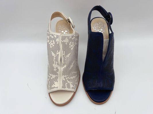 Sandały damskie z prawdziwej skóry Granatowe / z odkrytymi palcami sandały na wysokim obcasie