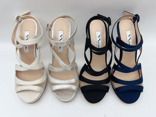 Open Toe Stiletto Elastyczny pasek Sandały na wysokim obcasie Miękka skóra nappa / dopasowana miękka siateczka