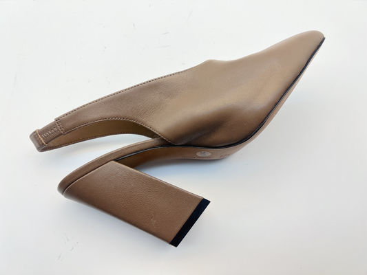 Lt Tan Damskie miękkie skórzane sandały 5 cm Stylowe sandały na wysokim obcasie 10 cali