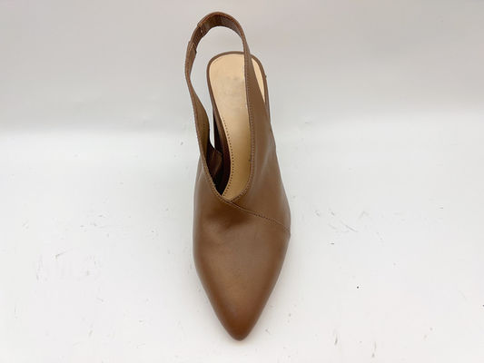 Lt Tan Damskie miękkie skórzane sandały 5 cm Stylowe sandały na wysokim obcasie 10 cali