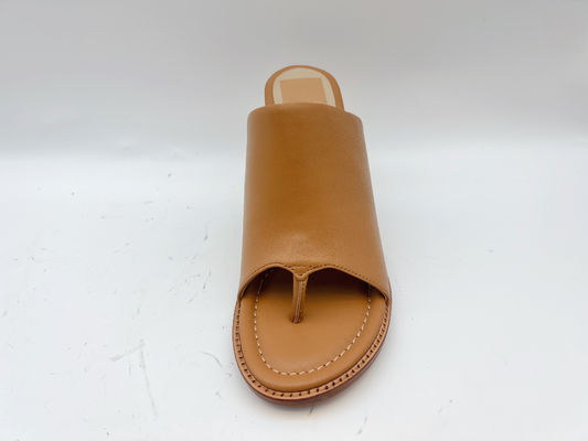 Miękkie skórzane buty damskie ze skóry bydlęcej OEM Tan sandały z odkrytymi palcami