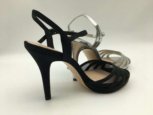 Szpilki Damskie Miękkie Skórzane Sandały Open Toe 5 cm Szpilki Srebrne Sandały