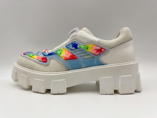 Modne białe buty rekreacyjne Antypoślizgowe damskie buty na co dzień na platformie z miejscem na sznurowadła