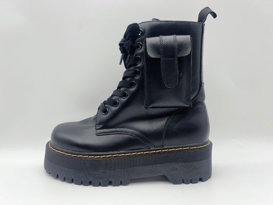 Skórzane buty krowy z wysokimi kostkami Damskie czarne wodoodporne buty robocze