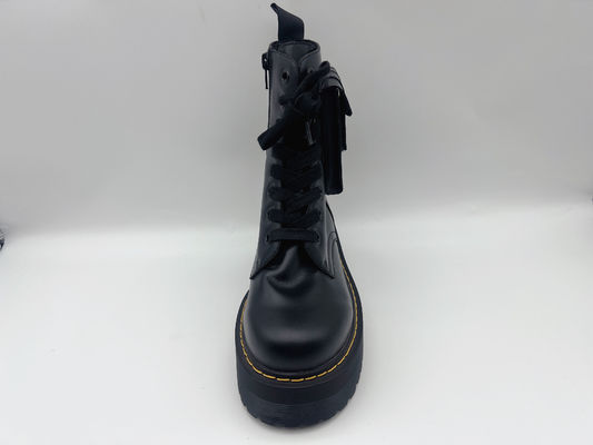 Skórzane buty krowy z wysokimi kostkami Damskie czarne wodoodporne buty robocze