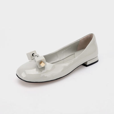Rice Grey Square Buckle Damskie płaskie buty na co dzień, damskie wygodne płaskie buty