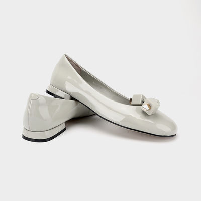 Rice Grey Square Buckle Damskie płaskie buty na co dzień, damskie wygodne płaskie buty