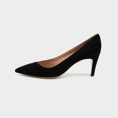 Cienkie obcasy Pointed Toe Skórzane buty, 3-calowe czarne damskie buty wsuwane w sukienkę