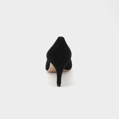 Cienkie obcasy Pointed Toe Skórzane buty, 3-calowe czarne damskie buty wsuwane w sukienkę