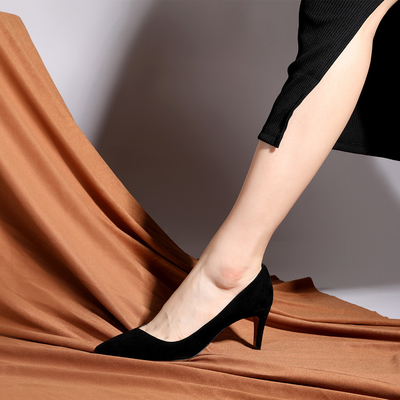 Cienkie Obcasy Pointed Toe Skórzane Buty. 8 cm czarne buty damskie