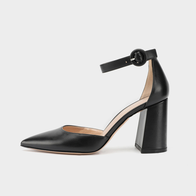 Kwadratowe buty na kostce z paskiem na kostkę, 8 cm pasek na kostkę Buty damskie na kostkę