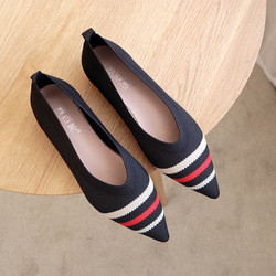 Płaskie skórzane buty damskie z dzianiny 3D Vamp Modny nowoczesny styl