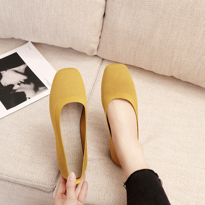 Knitted round head Flat-bottomed Daily All-match Women's Loafers Lady Shoes Women Flats Shoes