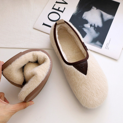 Kobiety w ciąży Bawełniane buty z miękką podeszwą Płaskie dno Plus Velvet Warm Peasy