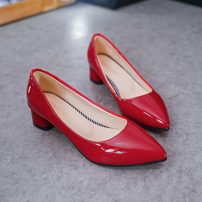 Wiosenne szpiczaste damskie buty na wysokim obcasie 4 cm ze skórzaną cholewką Business Office