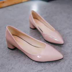 Wiosenne szpiczaste damskie buty na wysokim obcasie 4 cm Skórzane czółenka Biuro biznesowe Niski obcas damski