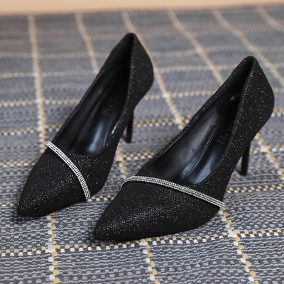 Błyszczące luksusowe buty na wysokim obcasie buty damskie Rhinestone Business lager rozmiar letnie czółenka ślubne szpilki damskie sandały