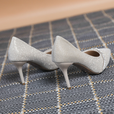 Błyszczące luksusowe buty na wysokim obcasie buty damskie Rhinestone Business lager rozmiar letnie czółenka ślubne szpilki damskie sandały