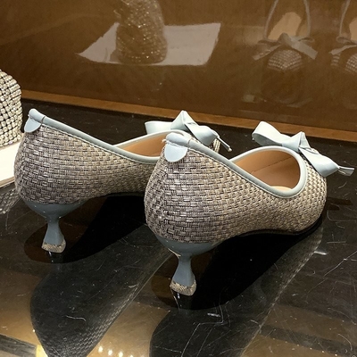patchworkowy kolor spiczasta głowa dama cienki obcas płytkie usta pojedyncze buty biznesowe eleganckie buty na wysokim obcasie