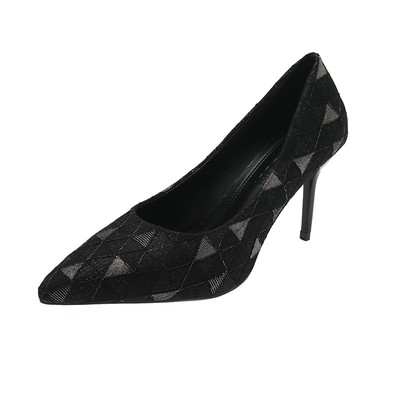 damskie buty na wysokim obcasie z koronkowym nadrukiem letnie lekkie pojedyncze buty płytkie usta szpilki dla kobiet elegancki but na wysokim obcasie
