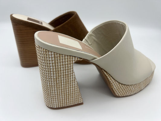 Wygodne damskie skórzane buty do sukienki ODM Brązowe sandały na obcasie z otwartymi palcami