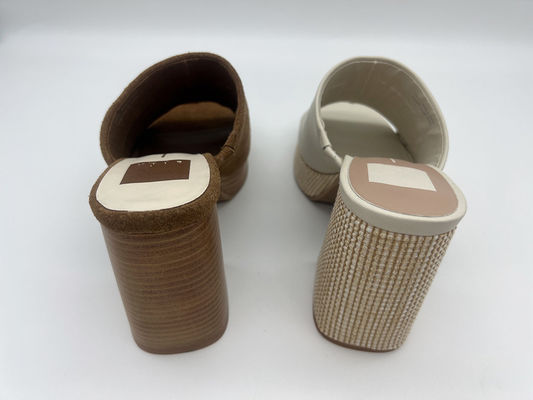 Wygodne damskie skórzane buty do sukienki ODM Brązowe sandały na obcasie z otwartymi palcami