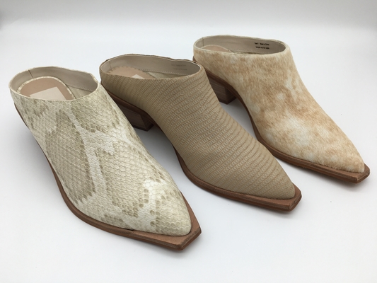 Skórzane buty damskie OEM z zakrytymi palcami, szpiczastymi palcami, brązowe ROHS