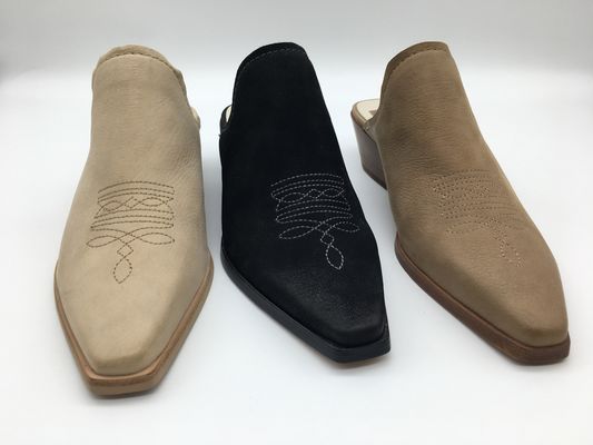 Miękkie dwukolorowe skórzane buty Niski obcas Buty z zamkniętymi palcami Szpiczasty palec u nogi