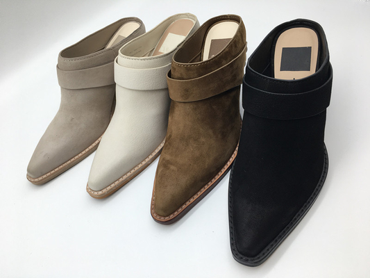 Zamknięte Toe Wedge Damskie Skórzane Buty Sukienka Miękka Dwukolorowa Pełna Wrap Górna