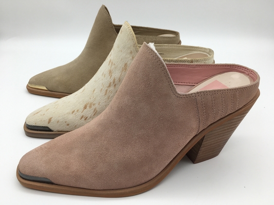 Tan beżowe buty z zamkniętymi palcami damskie buty sukienka z miękkiej krowy zamszowe buty na grubym obcasie