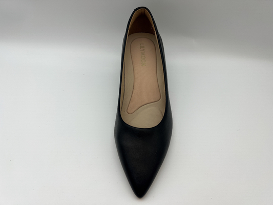 Skóra Nappa Czarne buty damskie Miękka tkanina Buty na niskim obcasie Szpiczaste buty