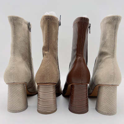 Off White Womens Leather Dress Boots Soft Tan Wodoodporne skórzane botki
