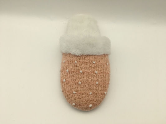 Zimowe miękkie damskie kapcie z polaru z zamkniętymi palcami płaskie buty z miękką dzianiną / polarową cholewką