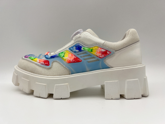 Modne białe buty rekreacyjne Antypoślizgowe damskie buty na co dzień na platformie z miejscem na sznurowadła