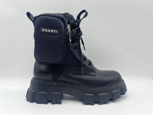 Skórzane damskie buty trekkingowe z wysokim stanem, antypoślizgowe, odporne na zużycie