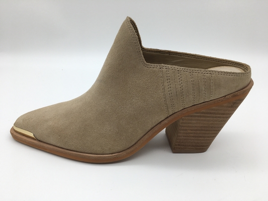 Tan beżowe buty z zamkniętymi palcami damskie buty sukienka z miękkiej krowy zamszowe buty na grubym obcasie